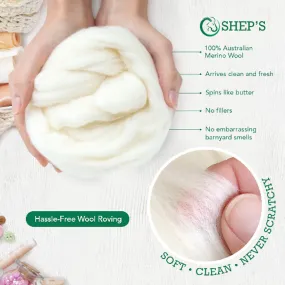 1 lb White Wool Roving,Wool Fiber, Wool Top, Spinning Wool, Felting Wool, Craft Wool, Core Wool Roving by the Pound, felting Wool,  Chunky Yarn