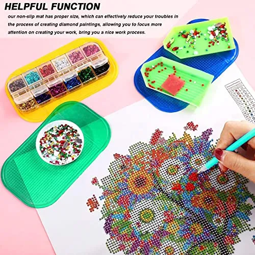 10 Pcs Anti-Slip Tools Sticky Mat for Diamond Painting, 5.6 x 3.3 Inch Universal Gel Pad for Holding Tray 5D Diamond Embroidery Accessories, 8 Colors