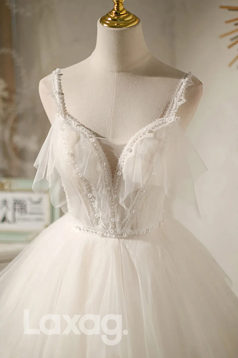 12186 - Spaghetti Straps Beads Cute Homecoming Dress