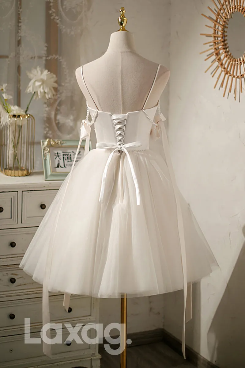 12186 - Spaghetti Straps Beads Cute Homecoming Dress