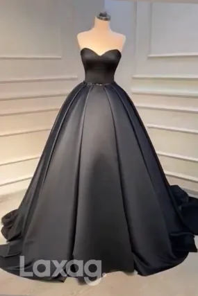 19111 - Strapless Sweetheart Black Long Prom Dress