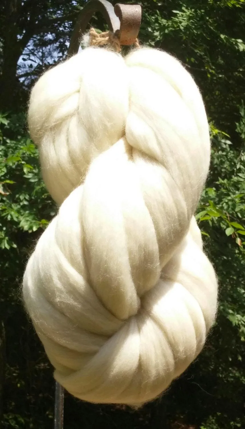 1lb Wool Roving Fiber White, Spinning, Dye,  Super High Quality Soft!