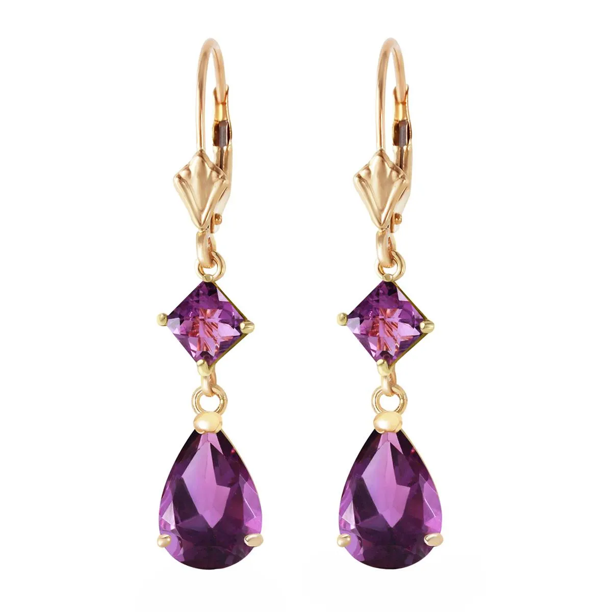 4.5 Carat 14K Solid Yellow Gold Beaute Amethyst Earrings