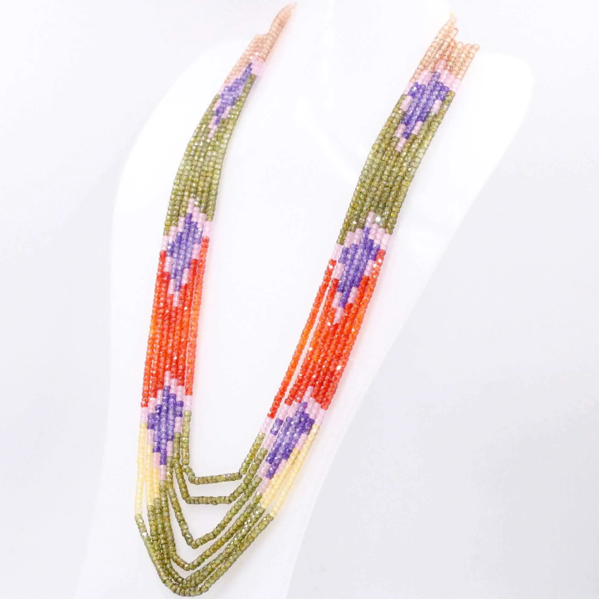 7 Strand CZ Necklace Faceted CZ Multi Color Necklace CZ Necklace Layered Sarafa Necklace Cubic Zirconia MultiStrand Necklace SKU: 6143154