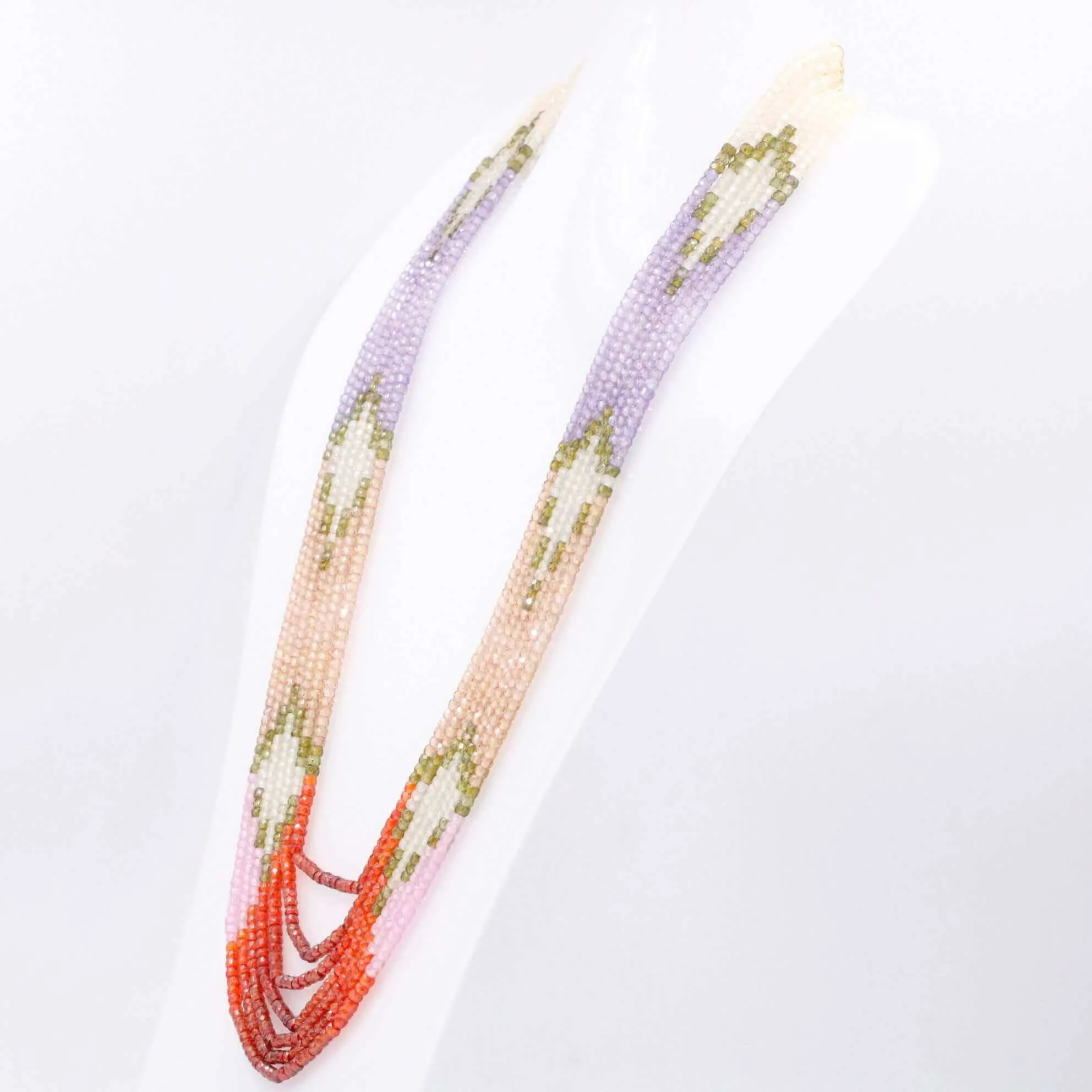 7 Strand Long Multi Color CZ Necklace Cubic Zirconia Multi Strand Necklace SKU: 6143152