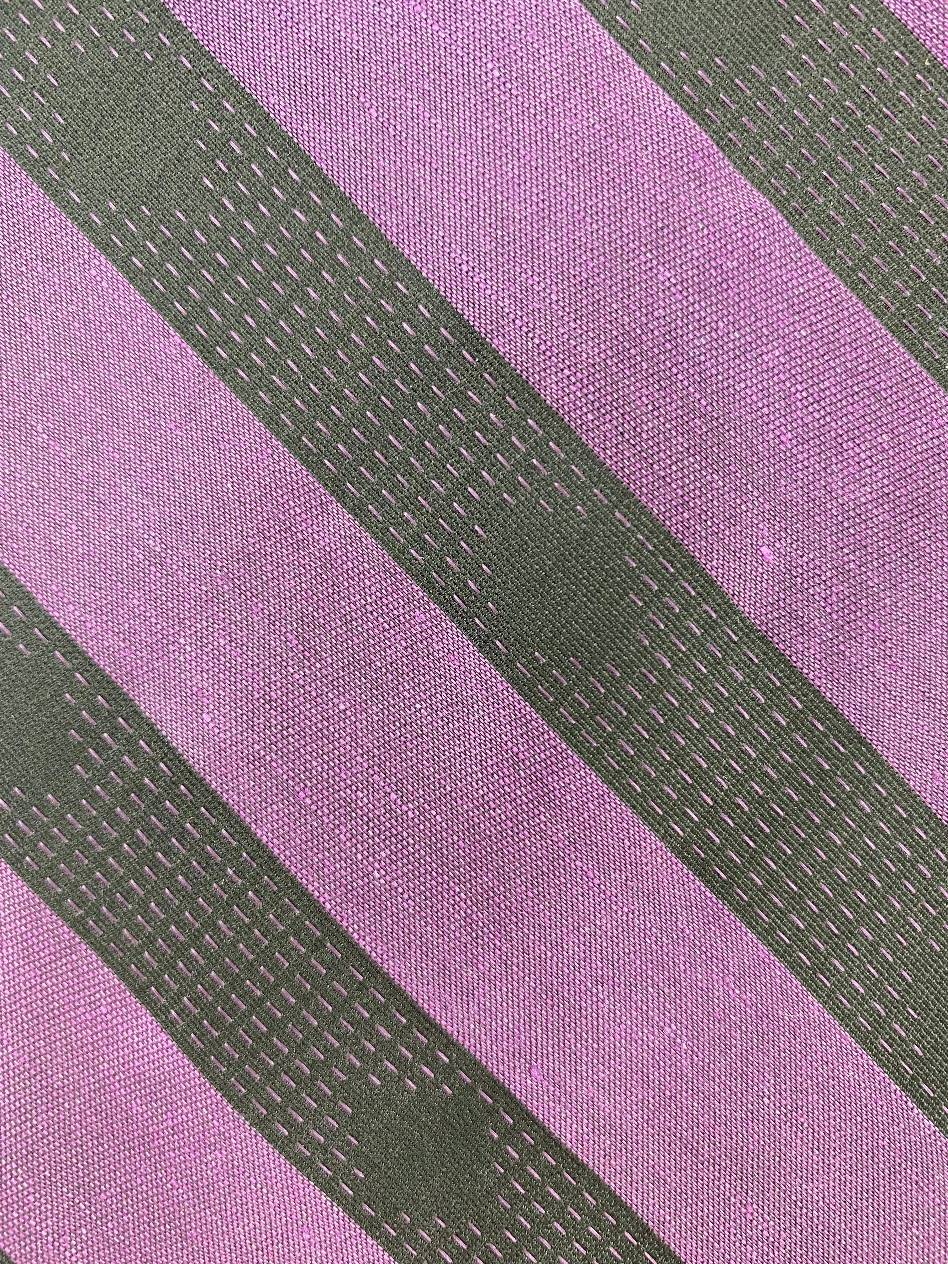 90s Deadstock Silk Necktie, Men's Vintage Purple/ Black Diagonal Stripe Pattern Tie, NOS