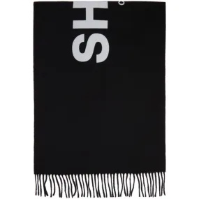 Comme des Garcons Shirt Black Wool Logo Scarf