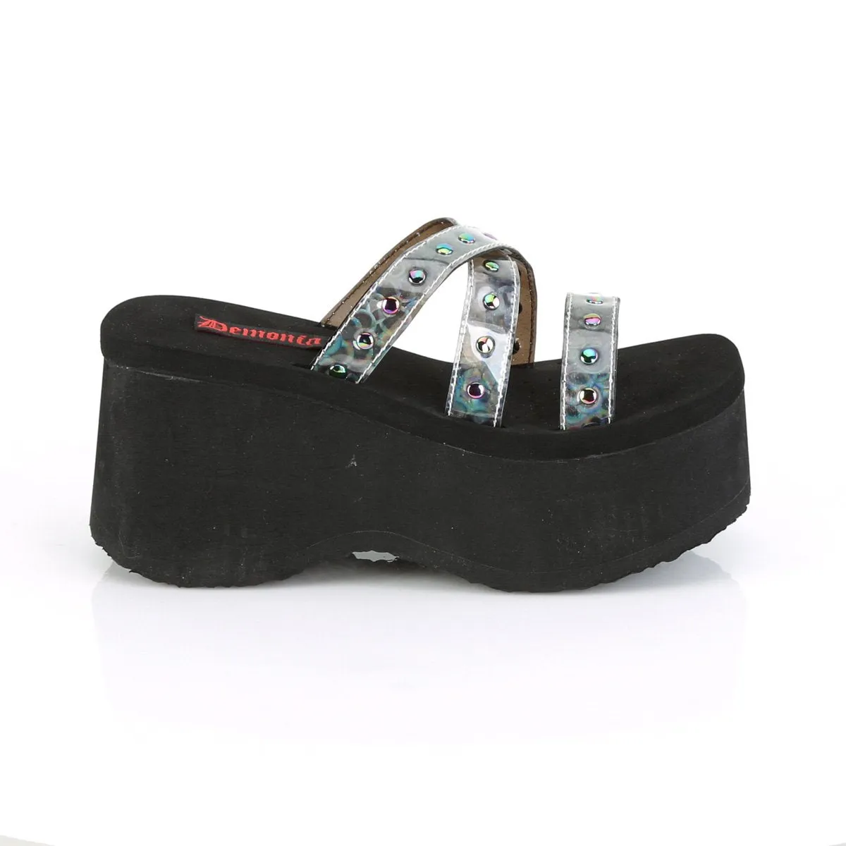 FUNN-19 Holographic Platform Slide Sandals