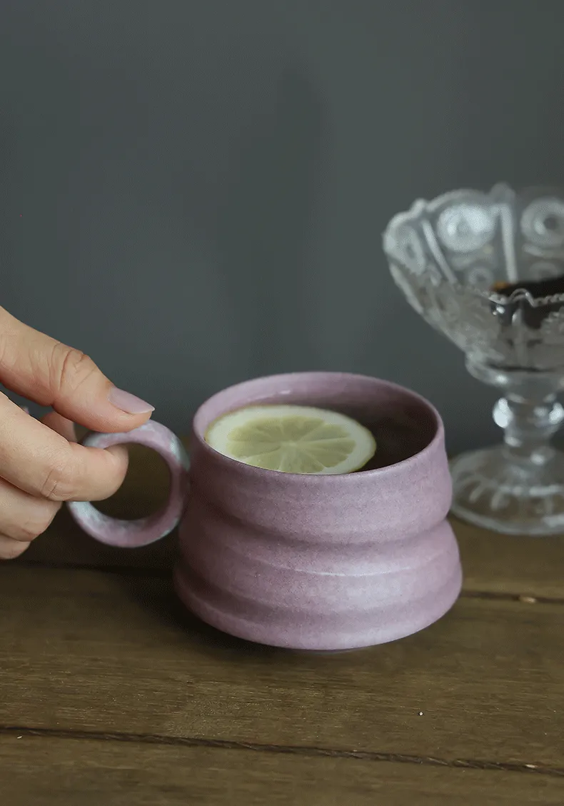 Gohobi Handmade Afternoon Japanese Stoneware Coffee Latte Mug and Saucer Set