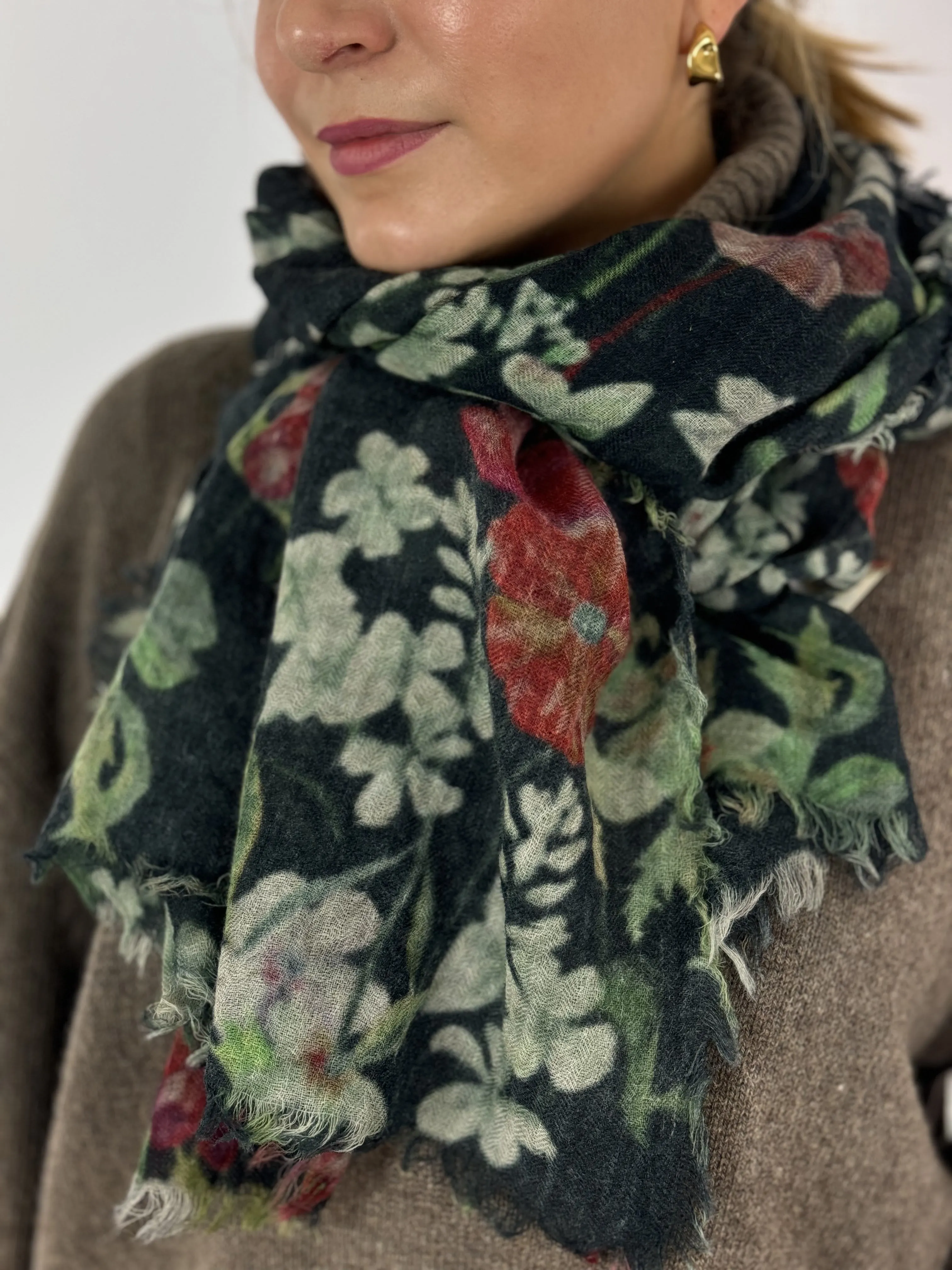 Jo Edwards Black Floral Scarf