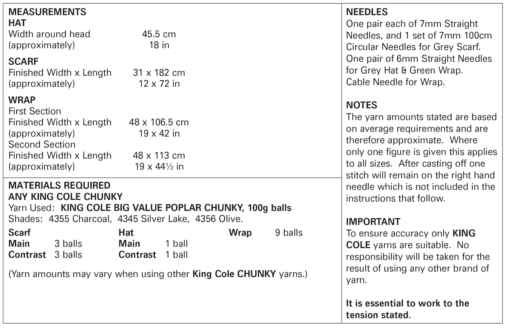 King Cole Chunky Knitting Pattern - Ladies Scarf Hat & Wrap (5834)