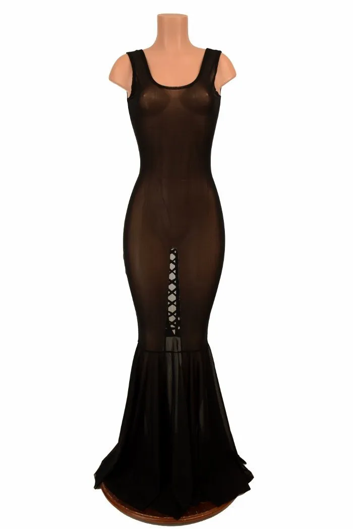 Lace Up Mesh Gown