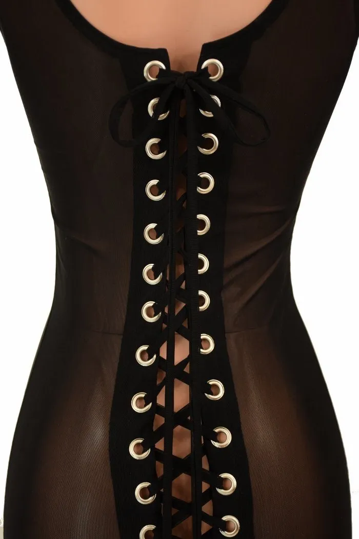 Lace Up Mesh Gown