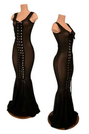 Lace Up Mesh Gown