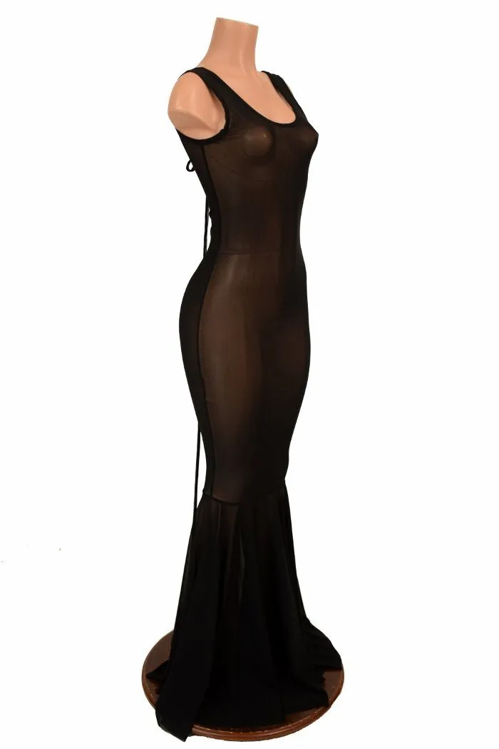 Lace Up Mesh Gown