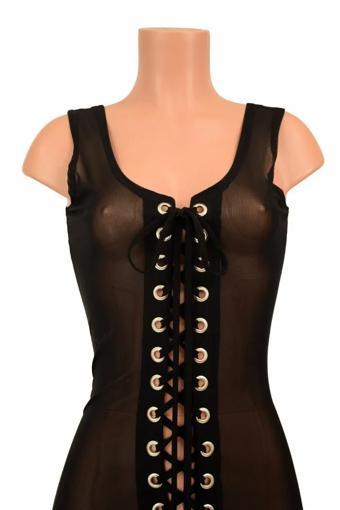 Lace Up Mesh Gown
