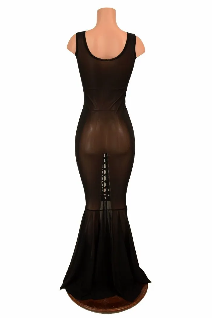 Lace Up Mesh Gown