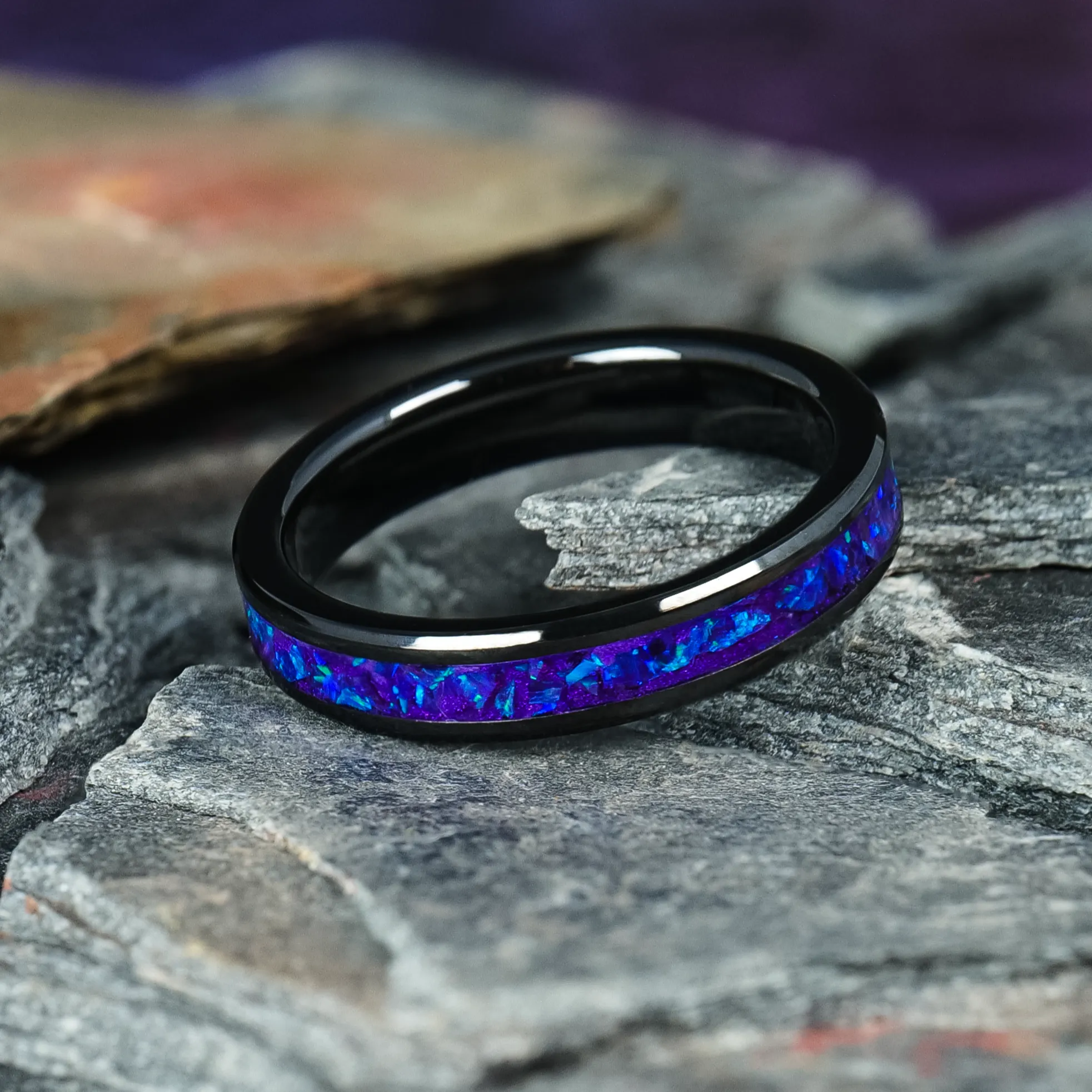 Lavender Opal Glowstone Stackable Ring | Women's Wedding Band