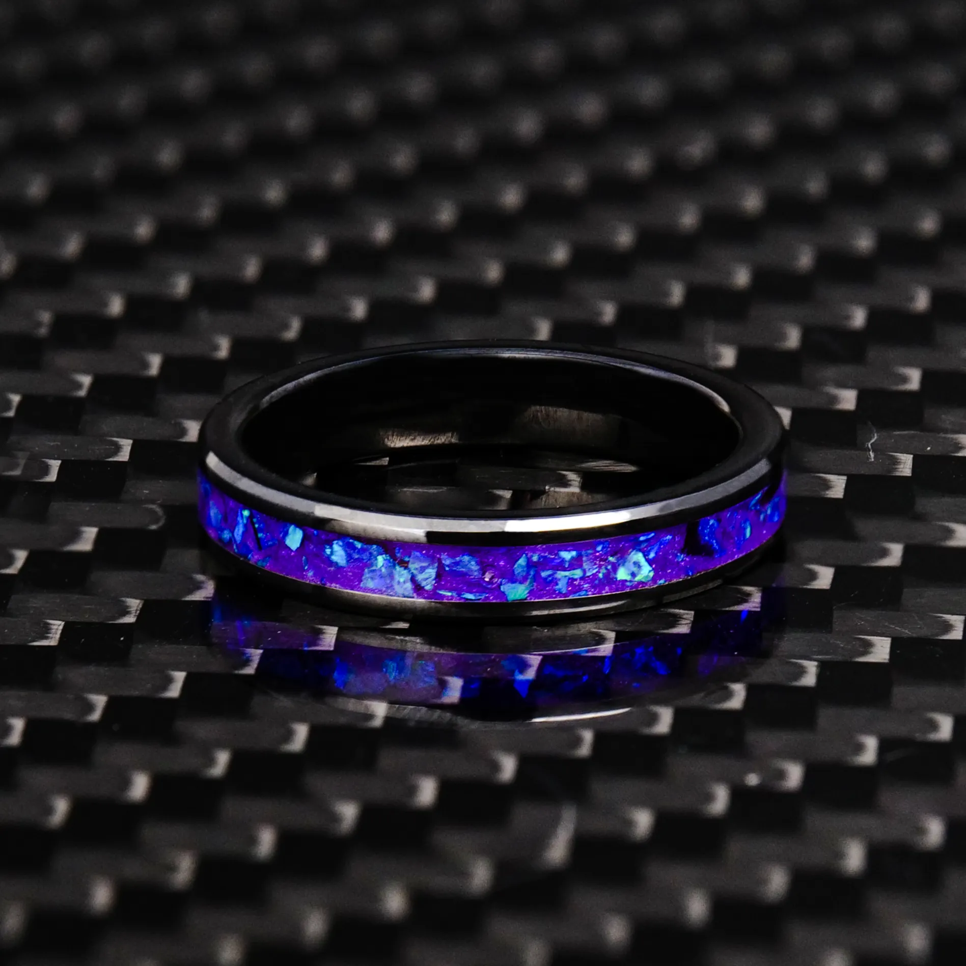 Lavender Opal Glowstone Stackable Ring | Women's Wedding Band