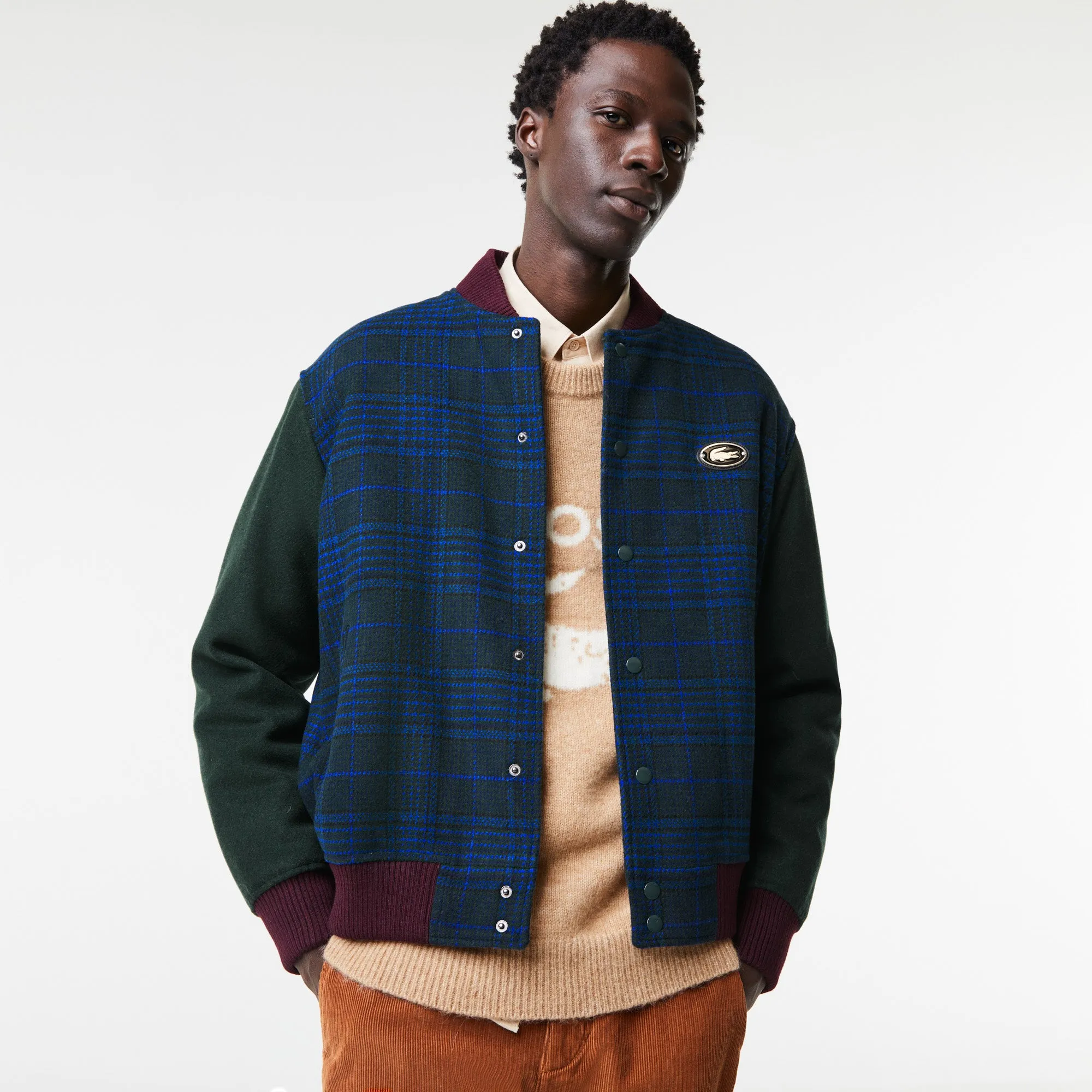 Men's Lacoste Branded Back Varsity Jacket