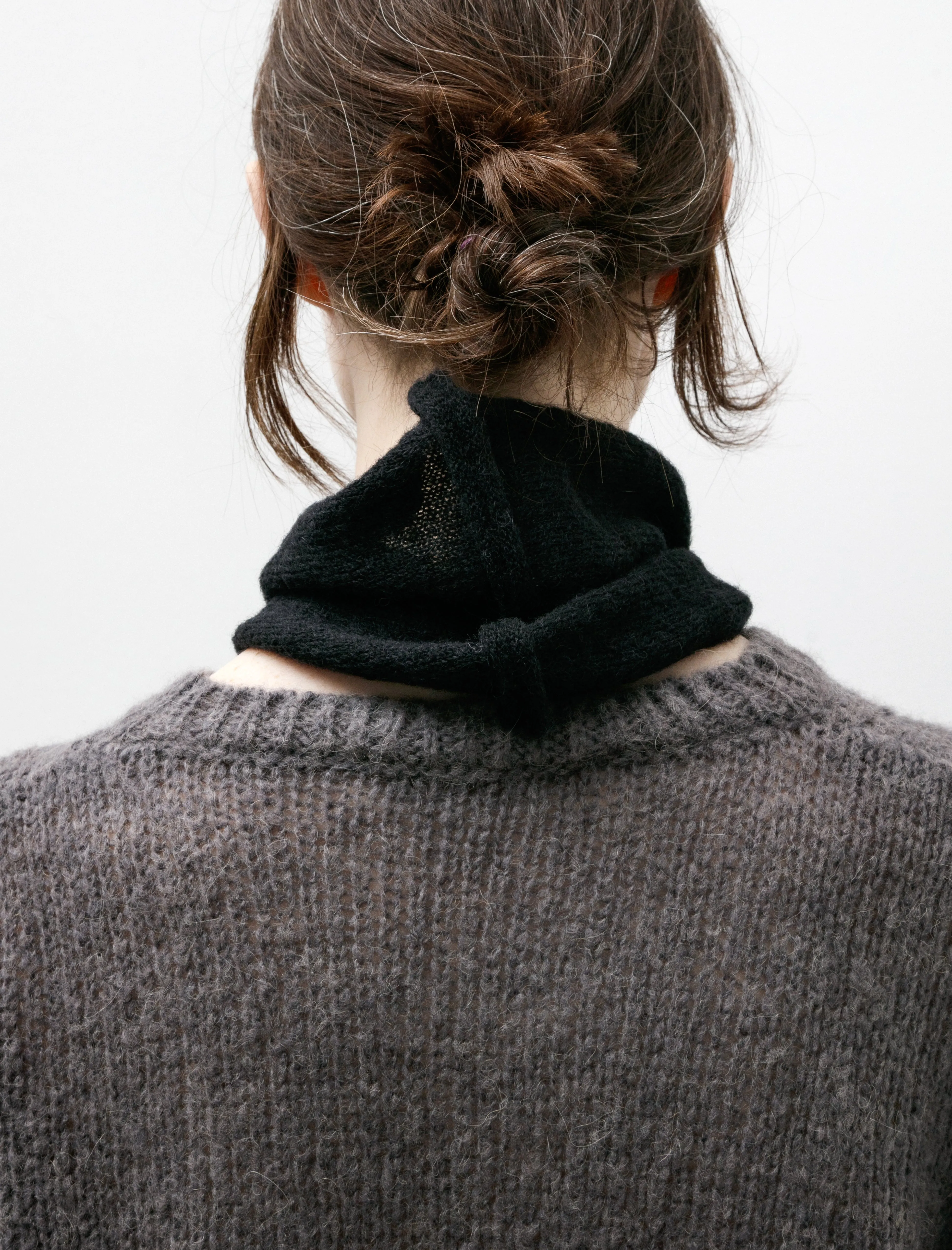 Miniature Scarf Black Fuzzy Alpaca