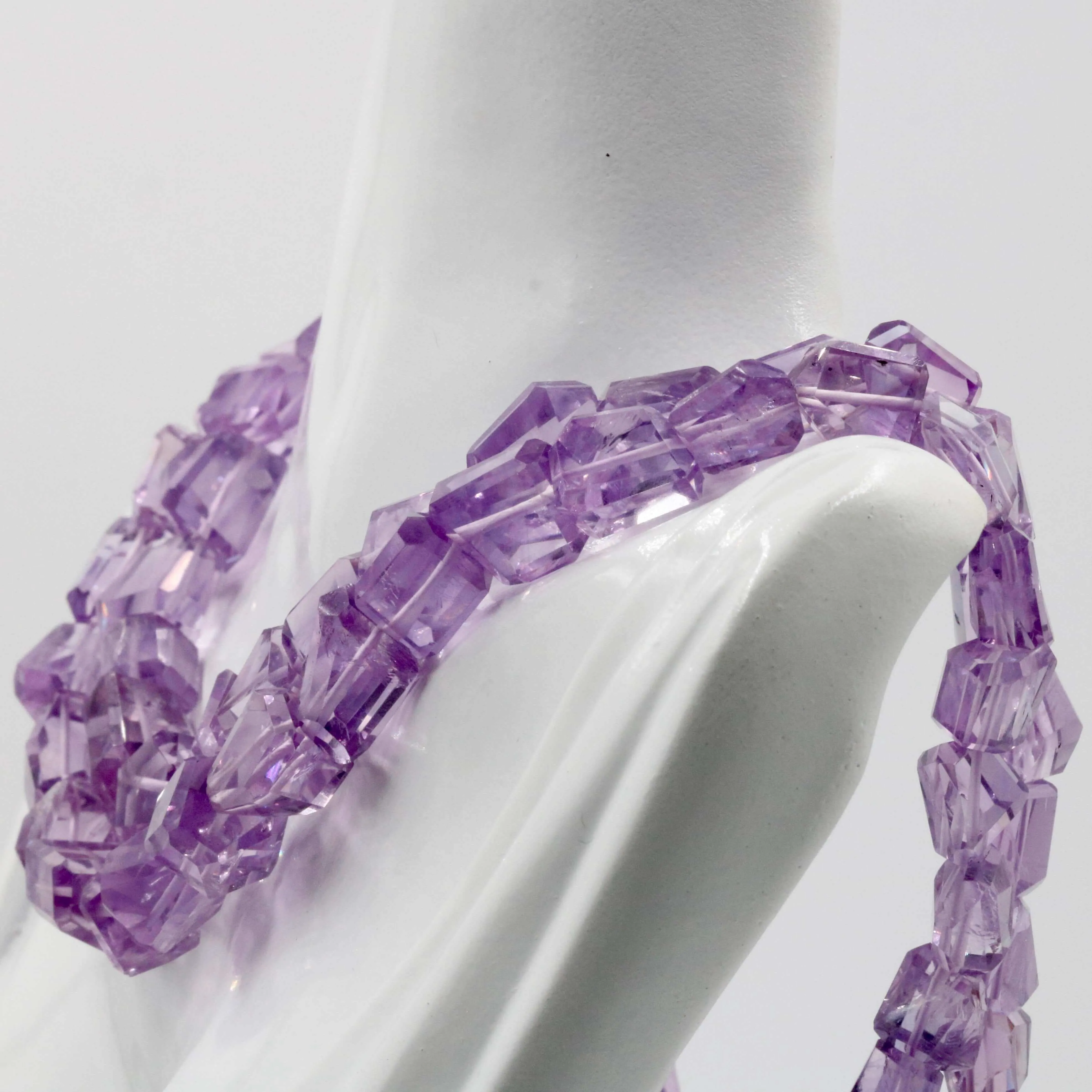 Natural Amethyst Quartz Beaded Necklace Quartz Necklace February Birthstone Necklace Amethyst Quartz Beaded Gemstone Necklace SKU 6142804