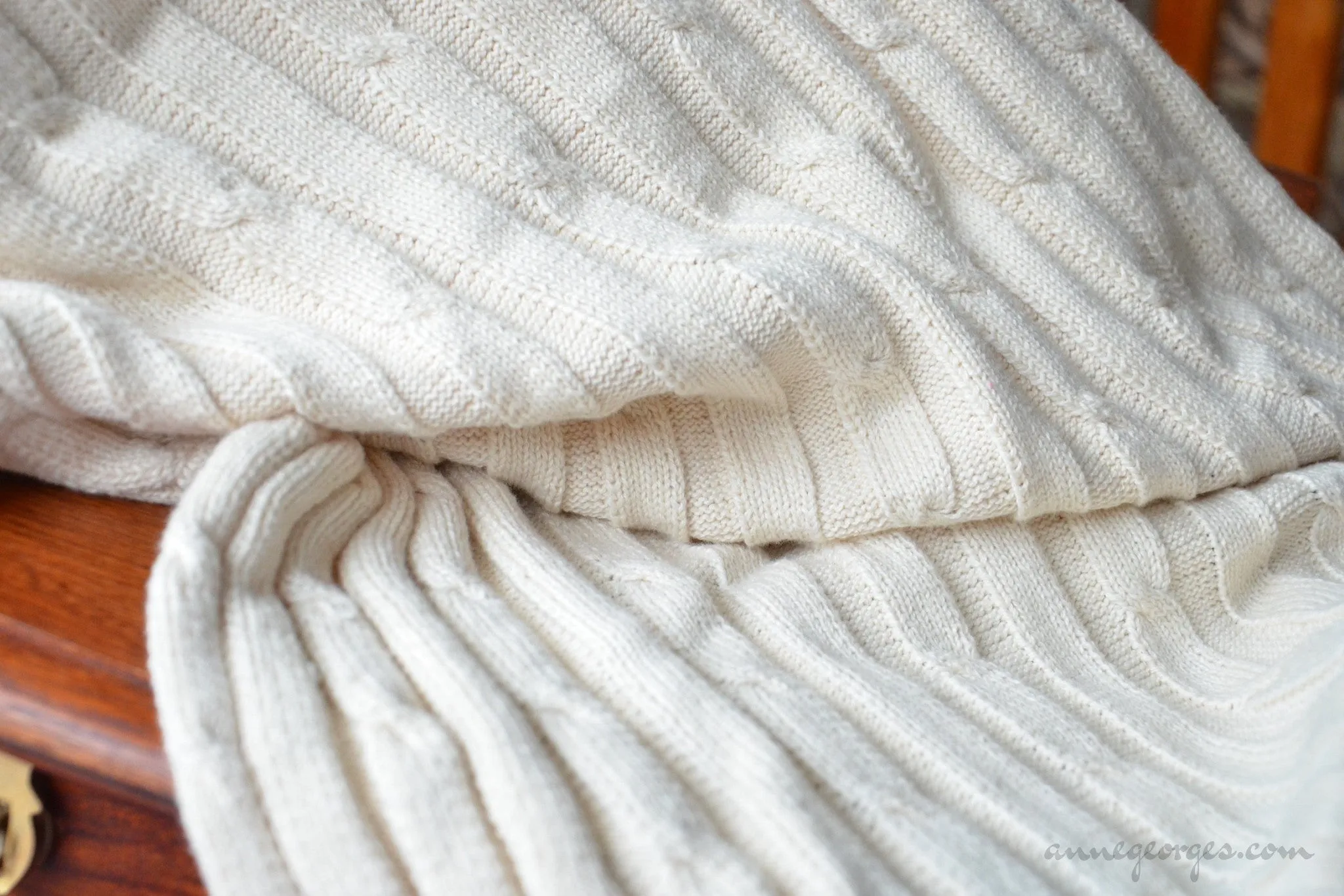 Organic Cotton Cable Knit. CABLE KNITS ( Staithes, Unbleached Dyeable )
