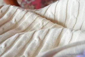 Organic Cotton Cable Knit. CABLE KNITS ( Staithes, Unbleached Dyeable )
