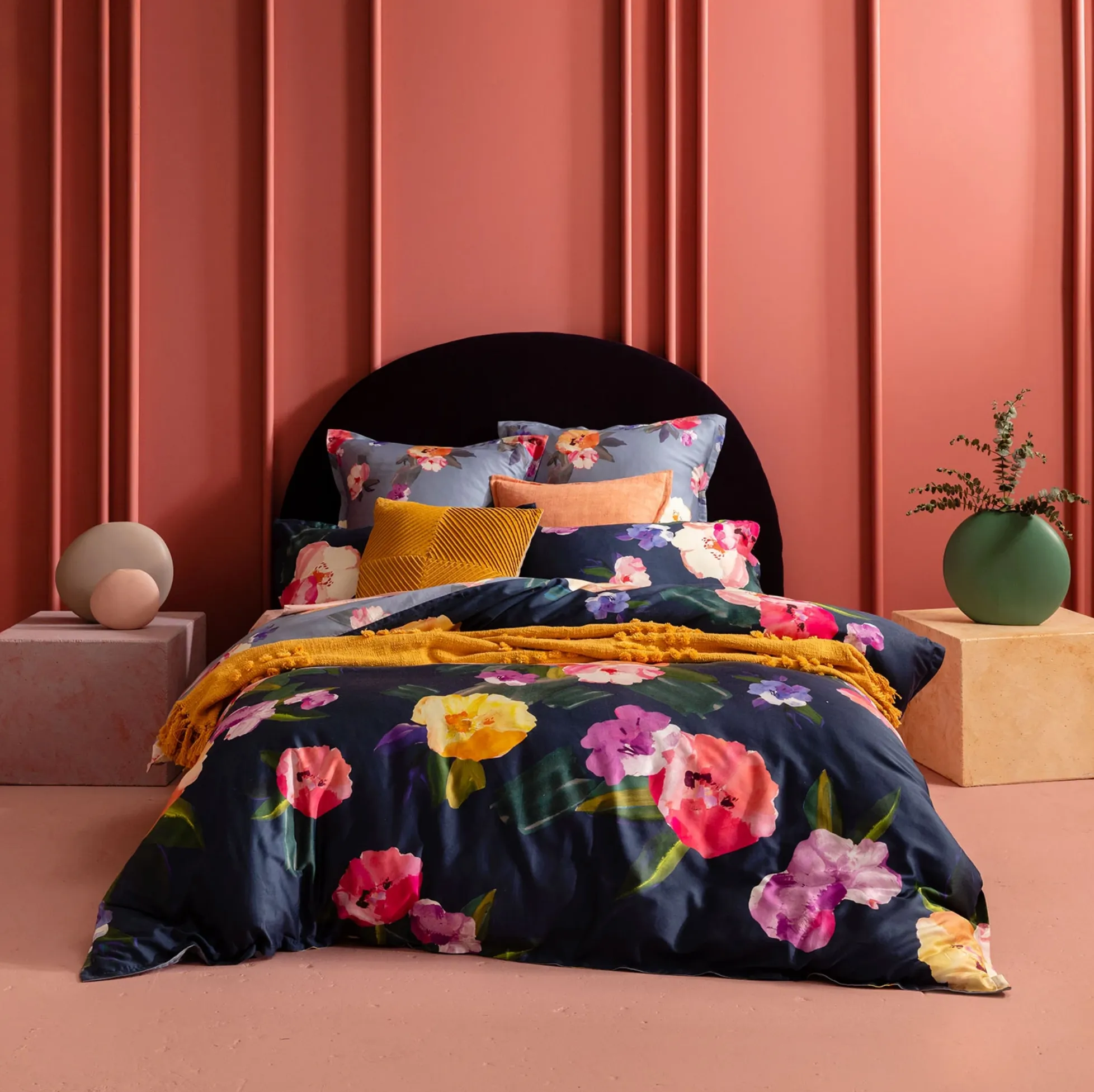 Pair of Blooming Floral Kelisa European Pillow Cases / Large Cushion