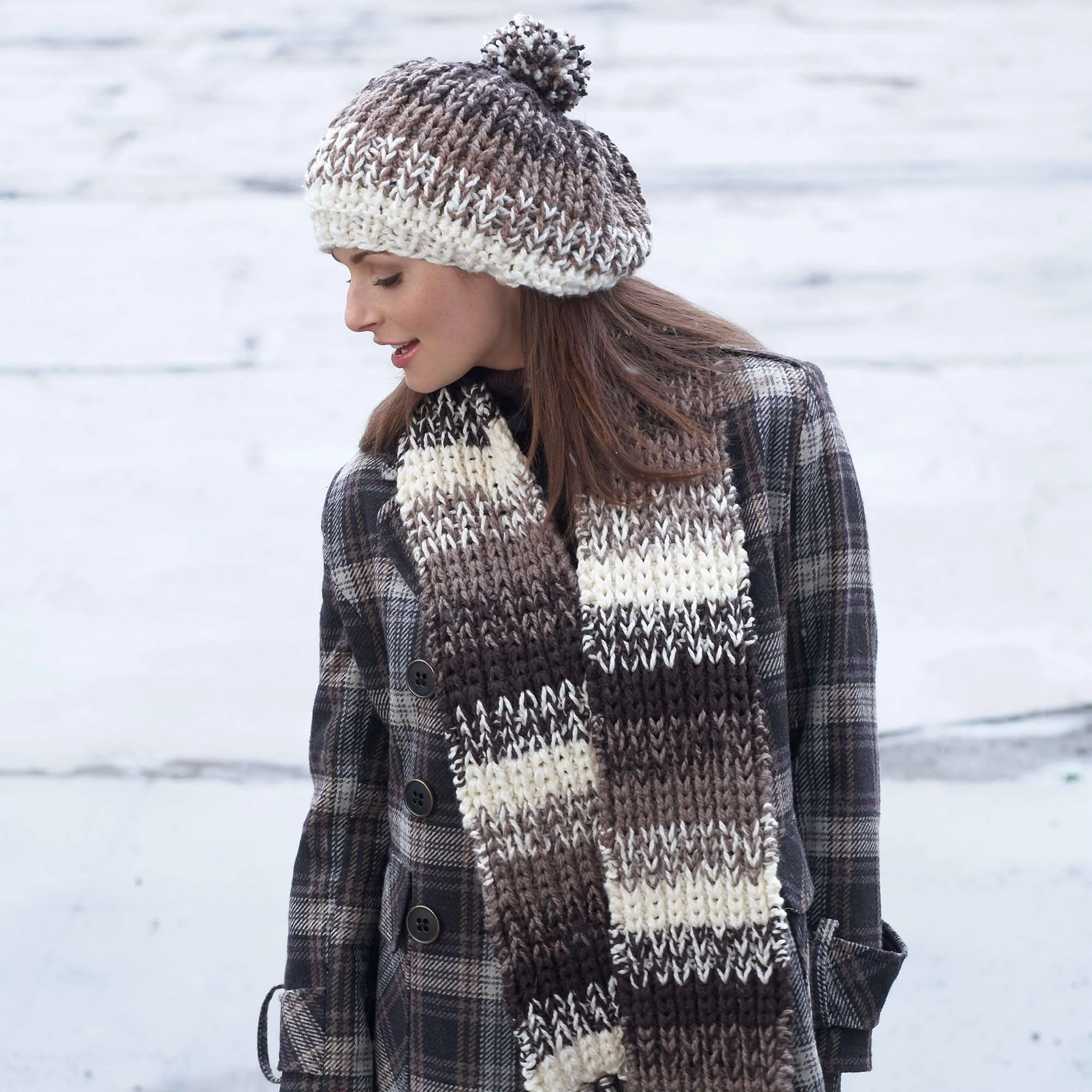Patons Knit Shaded Stripes Hat & Scarf