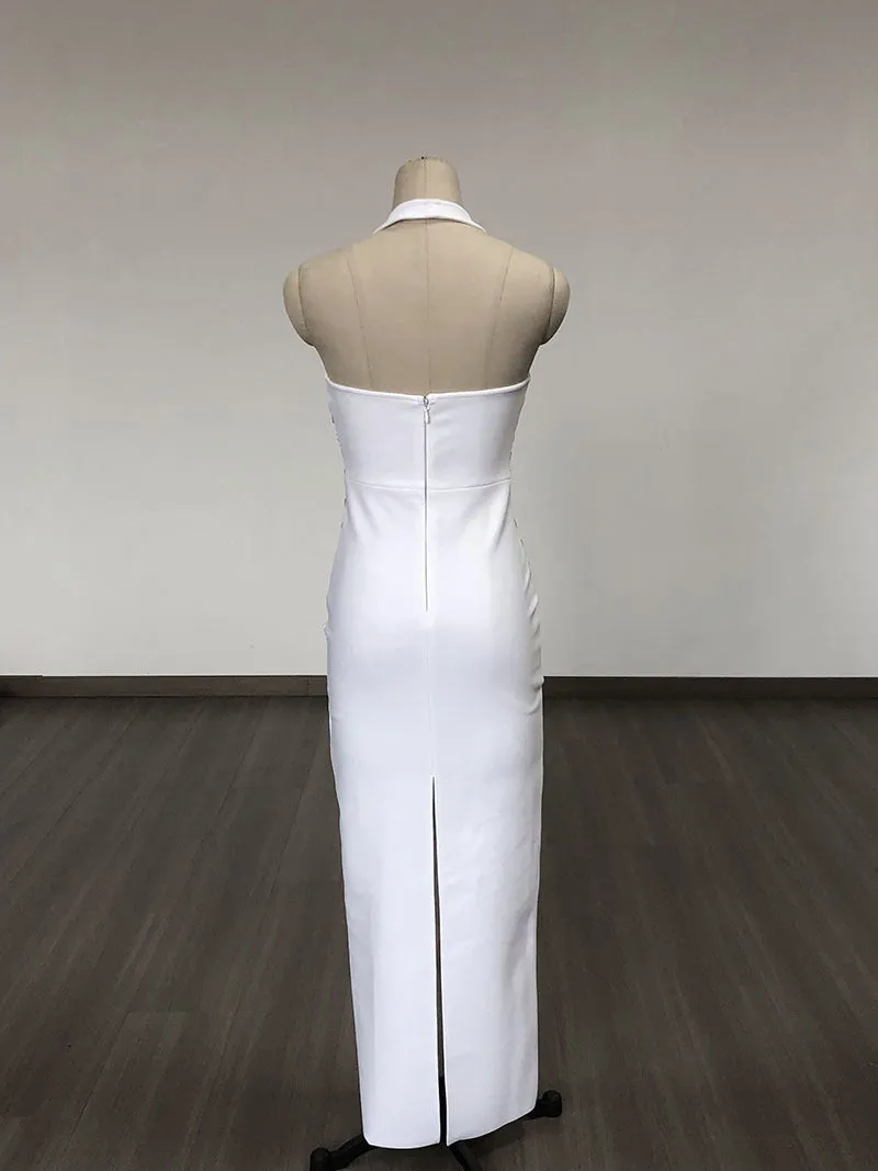Pre Order:  Hot Diamond V-Neck Long Slit Bandage Dress