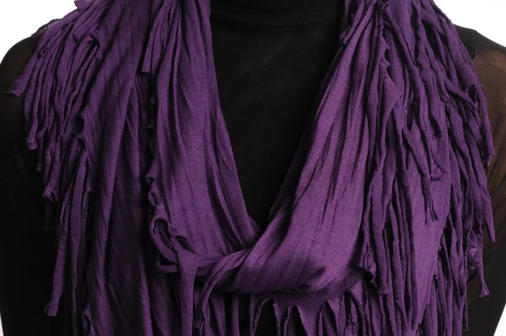 Purple With Tassels Snood Scarf