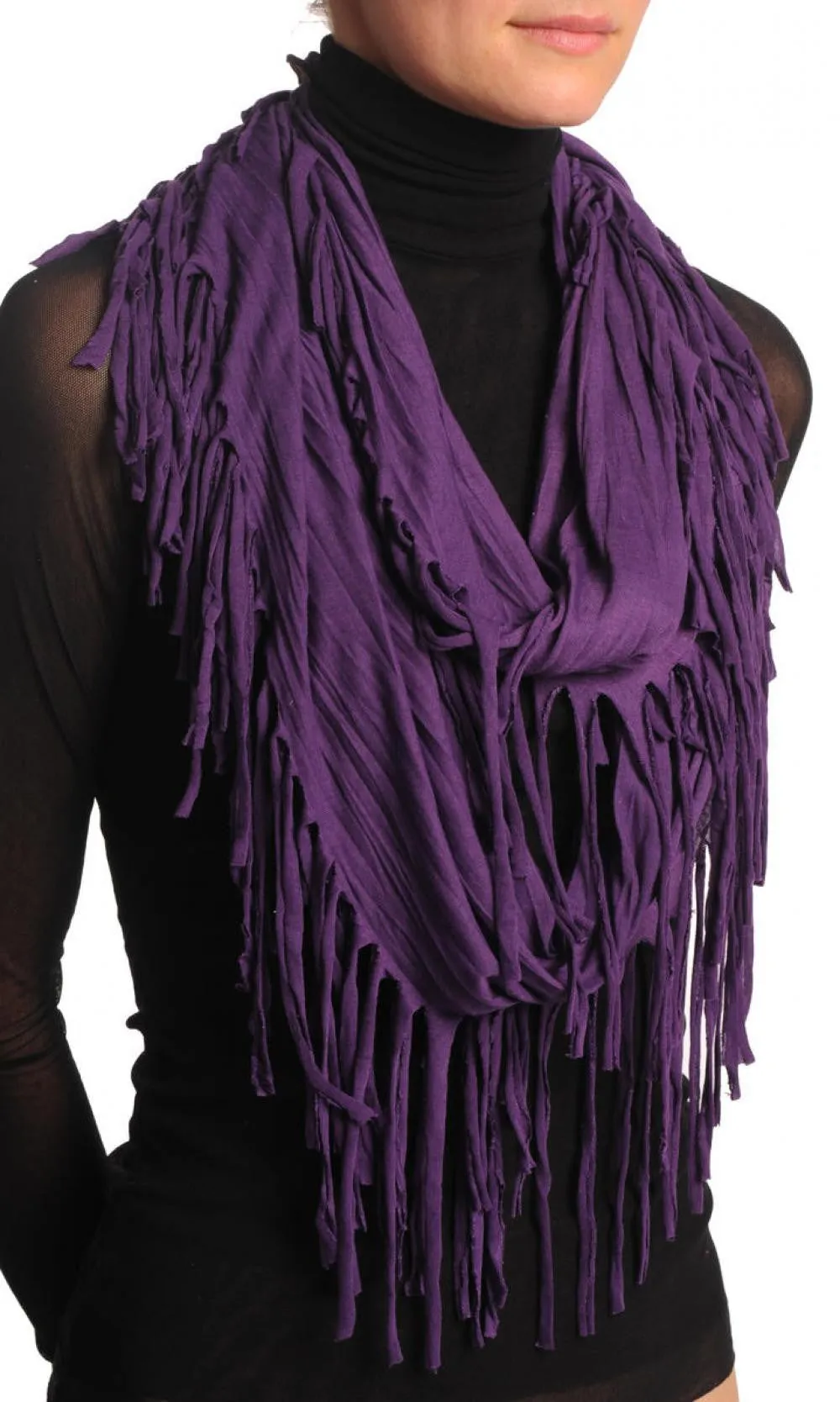 Purple With Tassels Snood Scarf