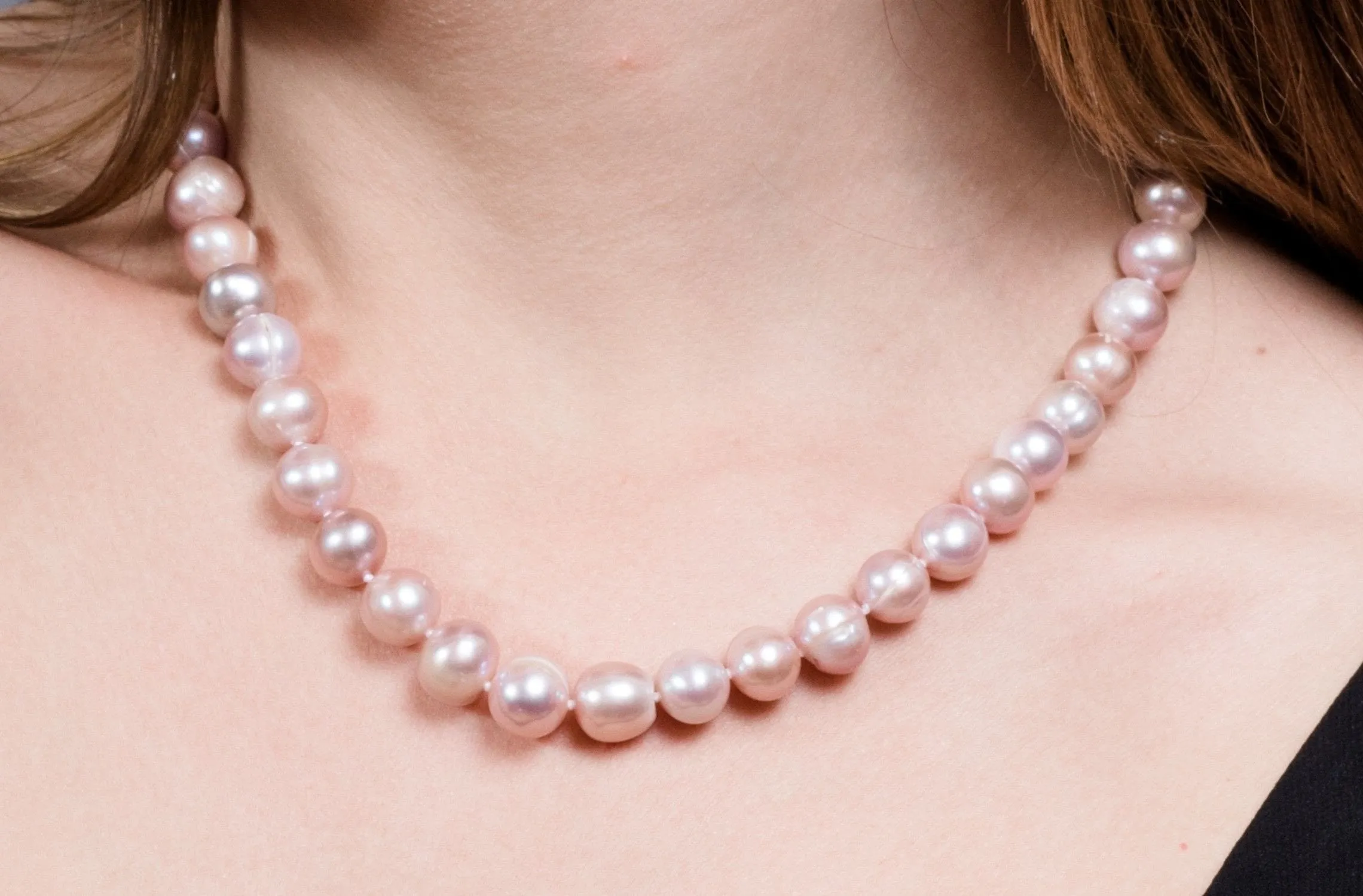 Single Strand Pink/Purple Freshwater Pearl Necklace 8mm