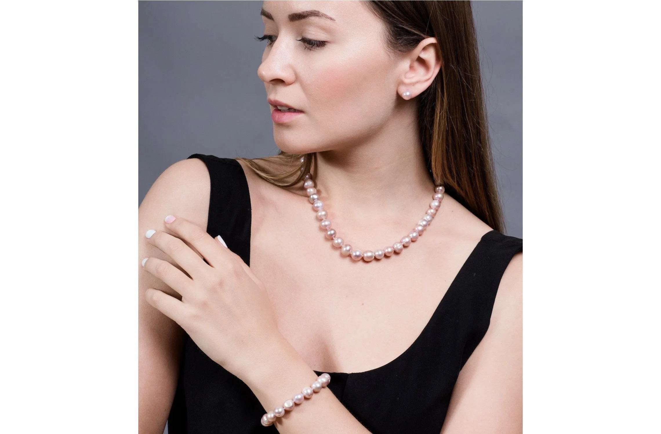 Single Strand Pink/Purple Freshwater Pearl Necklace 8mm