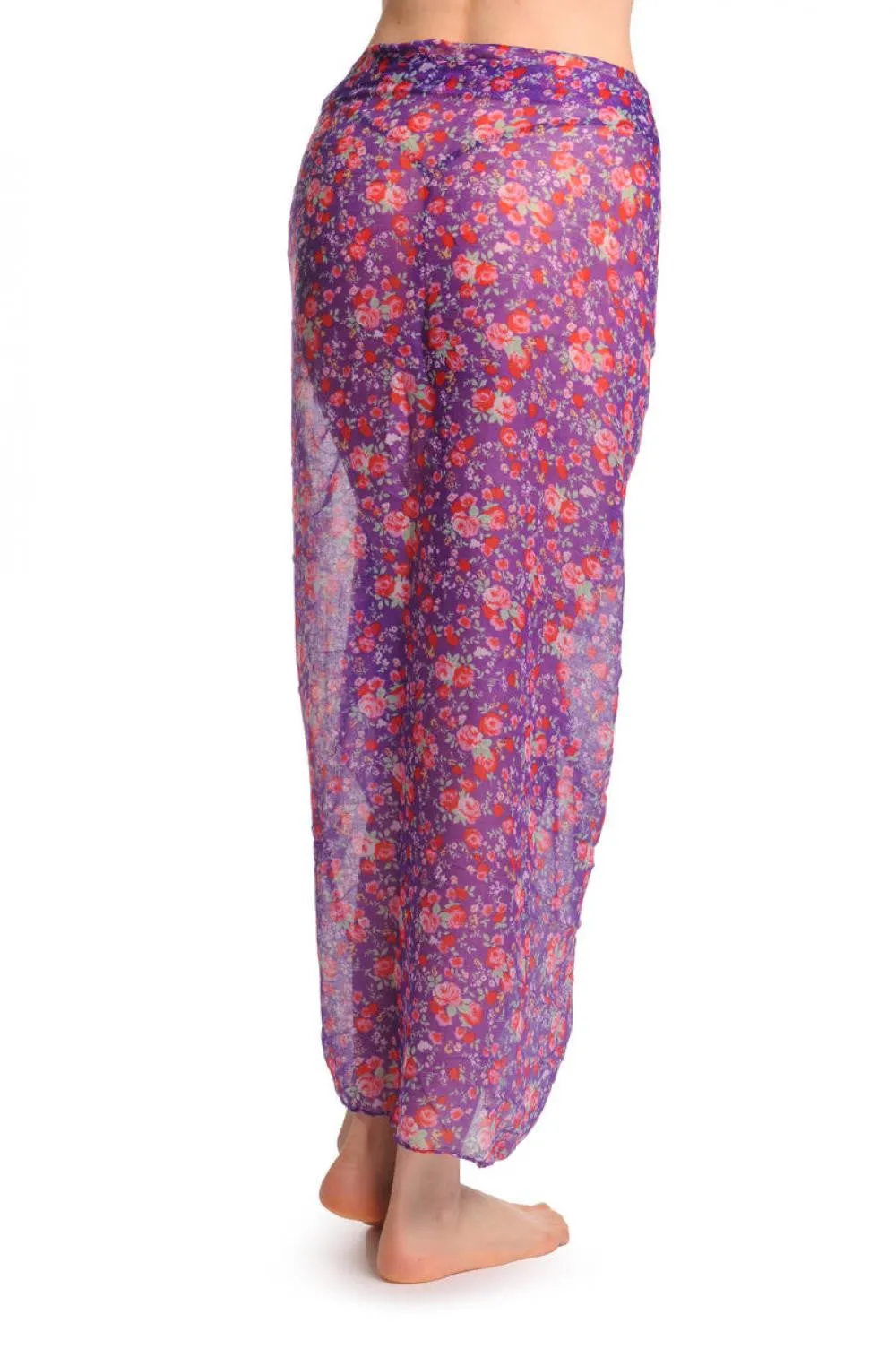 Small Roses On Purple Unisex Scarf & Beach Sarong