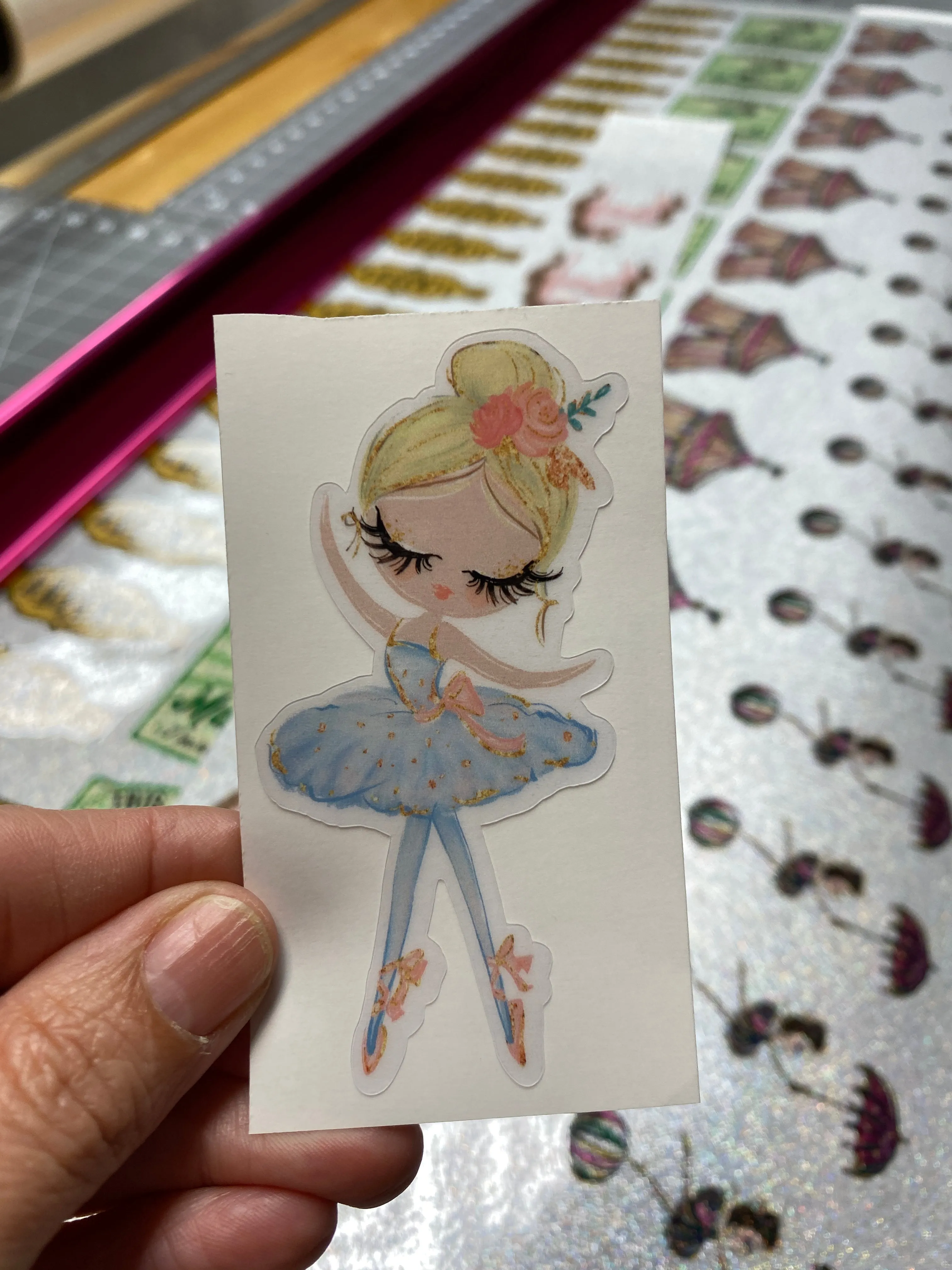 Sticker 2G Ballerina Blue Dress with Yellow Hair
