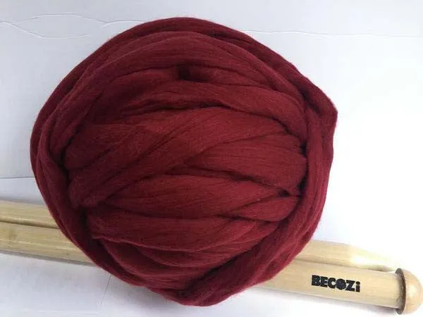 Super Chunky 100% Merino Wool Yarn. Burgundy