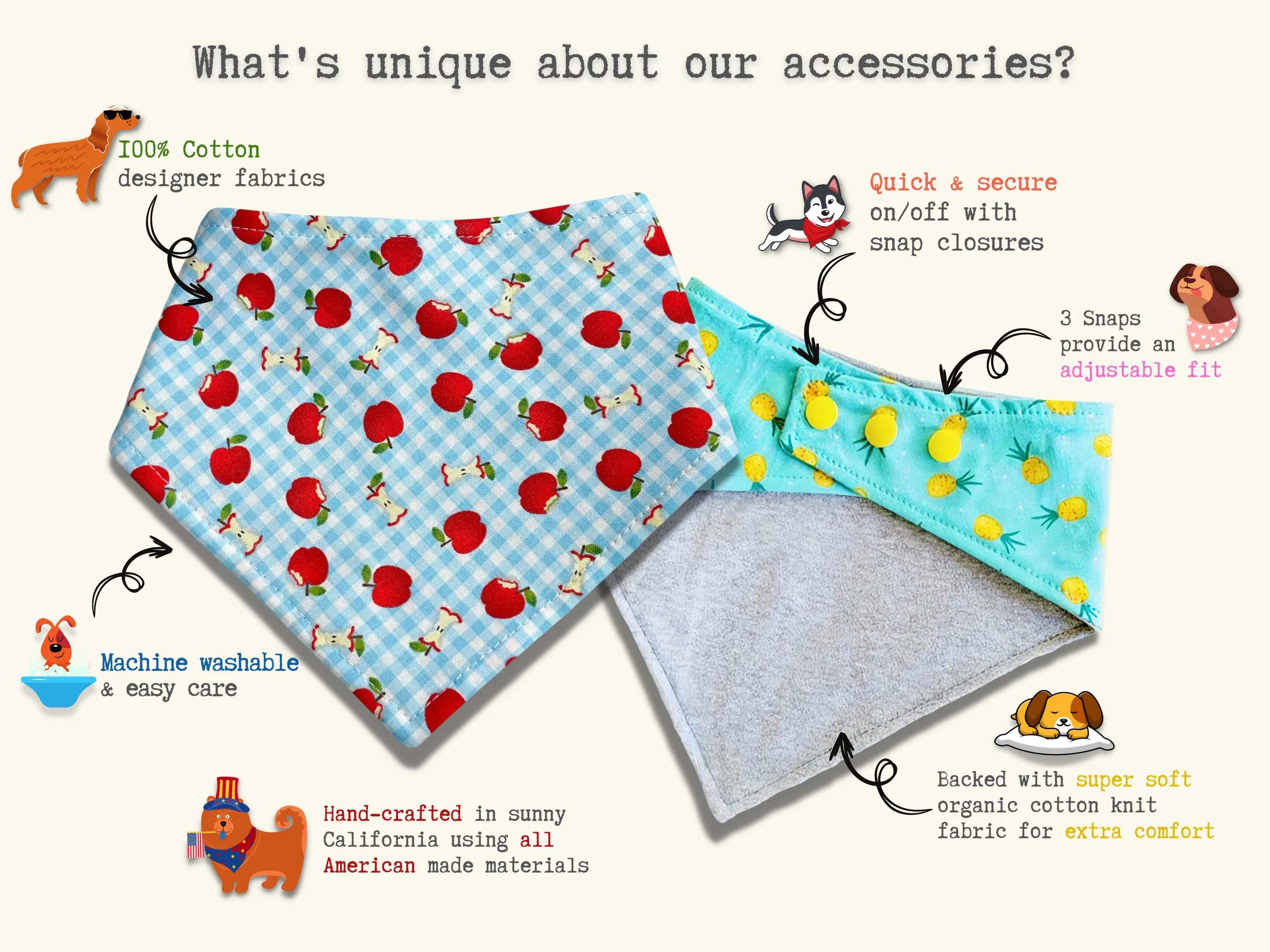 Timothy Plaid - Eco-Friendly Snap On Bandana - Made in the USA