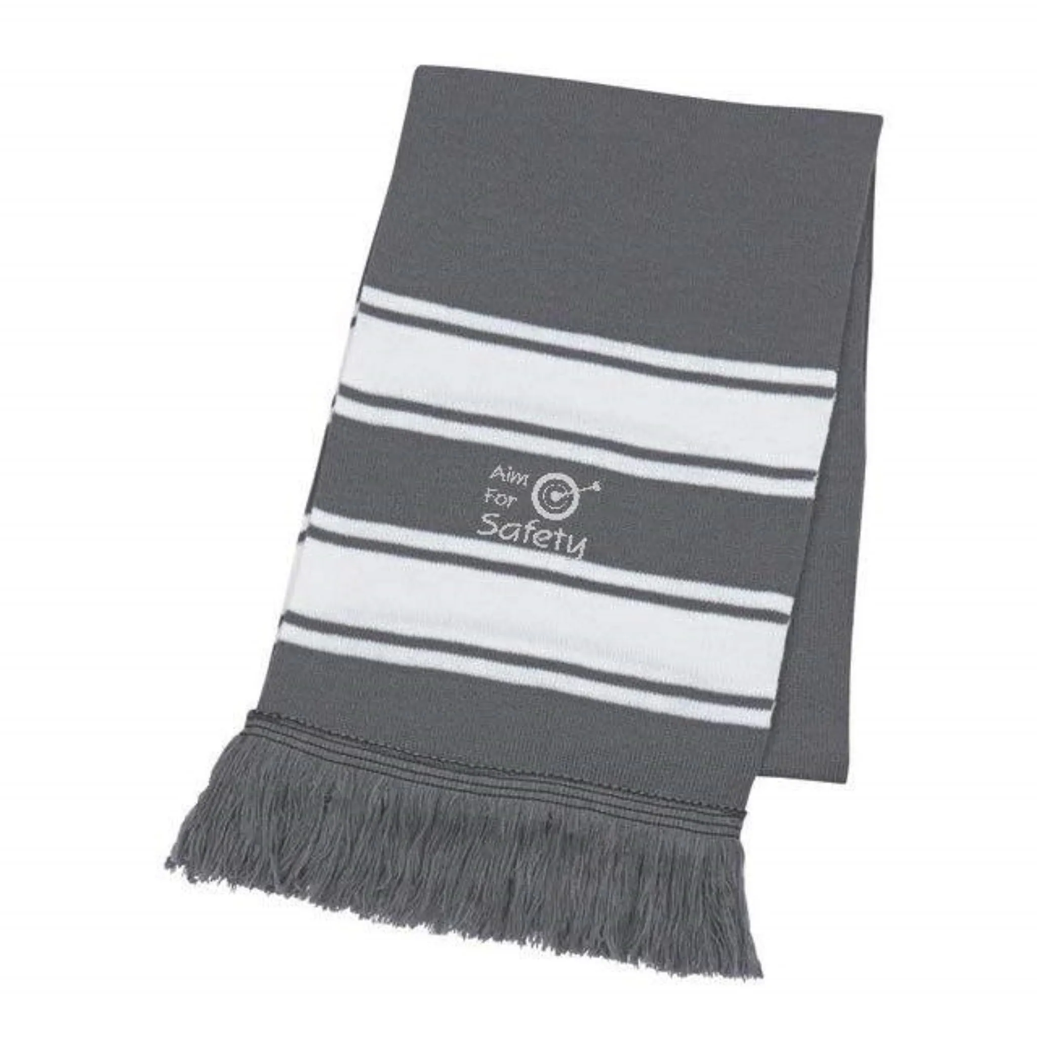 Two-Tone Knit Scarf with Fringe - #400894
