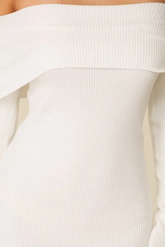 White Bare Elegance Off Shoulder Bodycon Dress