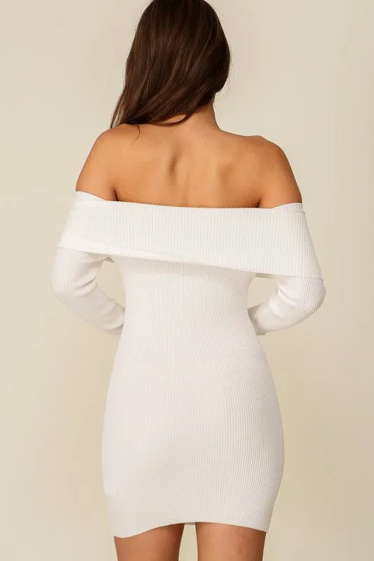 White Bare Elegance Off Shoulder Bodycon Dress