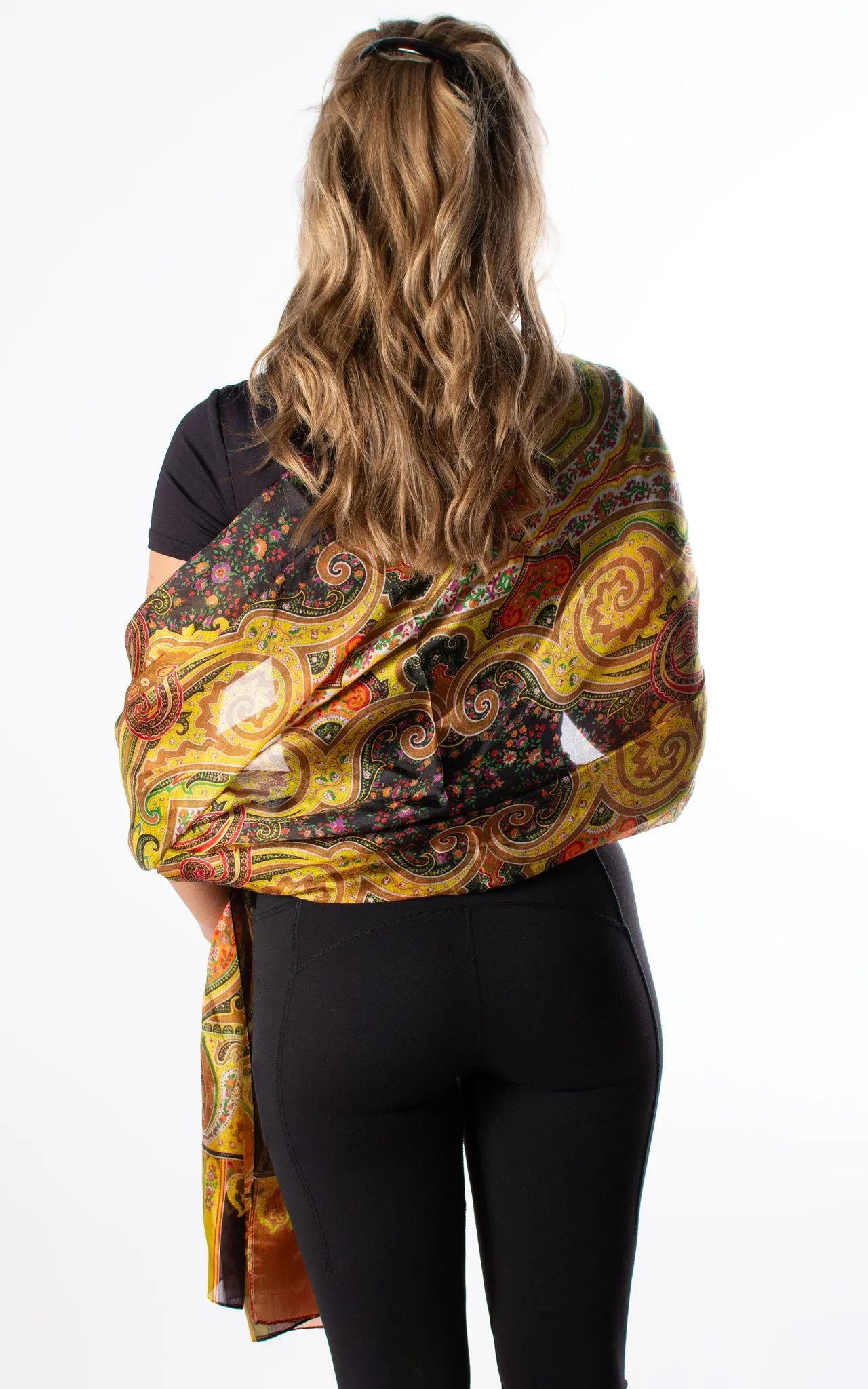 Yellow Paisley Silk Scarf